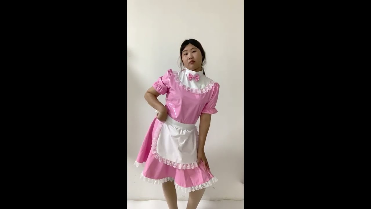 26 Colors PVC French Maid Uniform Suit with Apron S-7XL