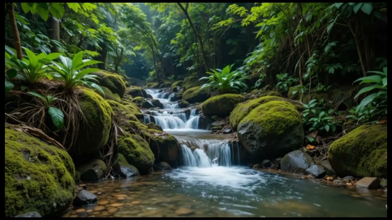 Peaceful Jungle Waterfall Sounds | Calm Forest Stream for Sleep, Focus & Relax