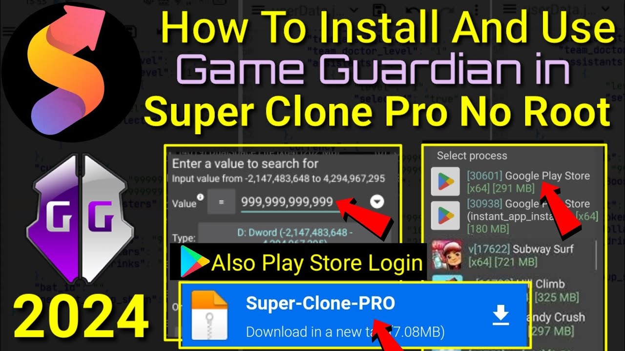 How To Install And Use Game Guardian In Super Clone Pro No Root Any Android || 2024