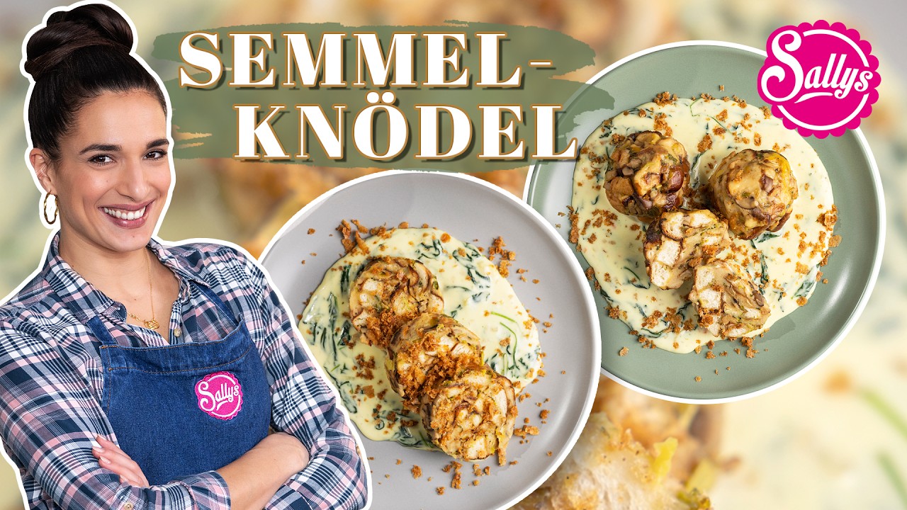 Leckere Semmelknödel mit Käse-Spinat-Soße - einfach & klassisch