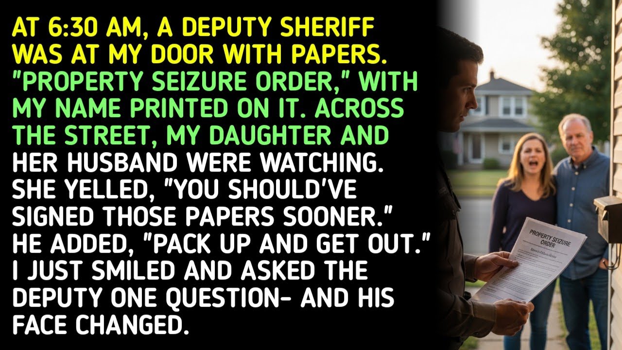 AT 6:30 AM, A DEPUTY SHERIFF WAS AT MY DOOR WITH PAPERS. 