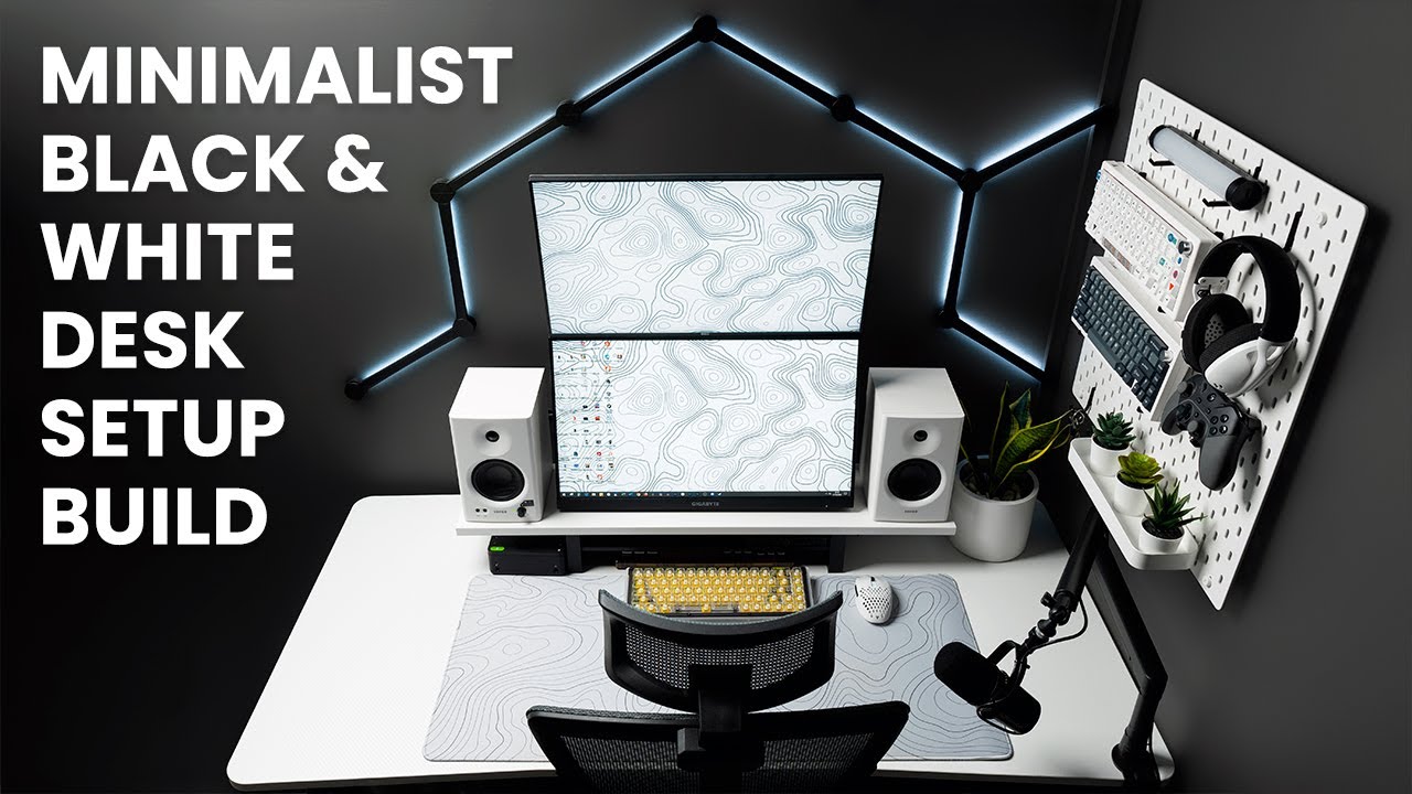 Minimalist Black & White Productivity Desk Setup Build - Tutorial Rakit Meja Kerja / Gaming dari 0