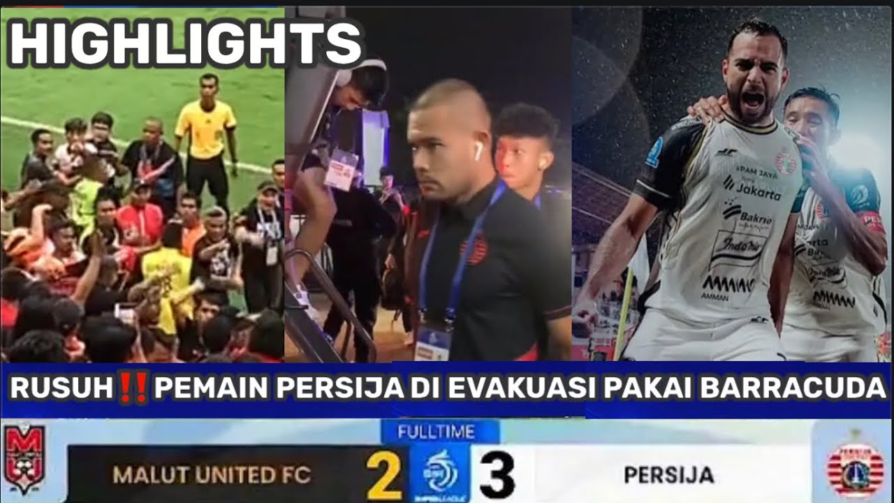 HIGHLIGHT . MALUT UNITED VS PERSIJA JAKARTA . DETIK - DETIK PEMAIN PERSIJA DI EVAKUASI PASCA RUSUH