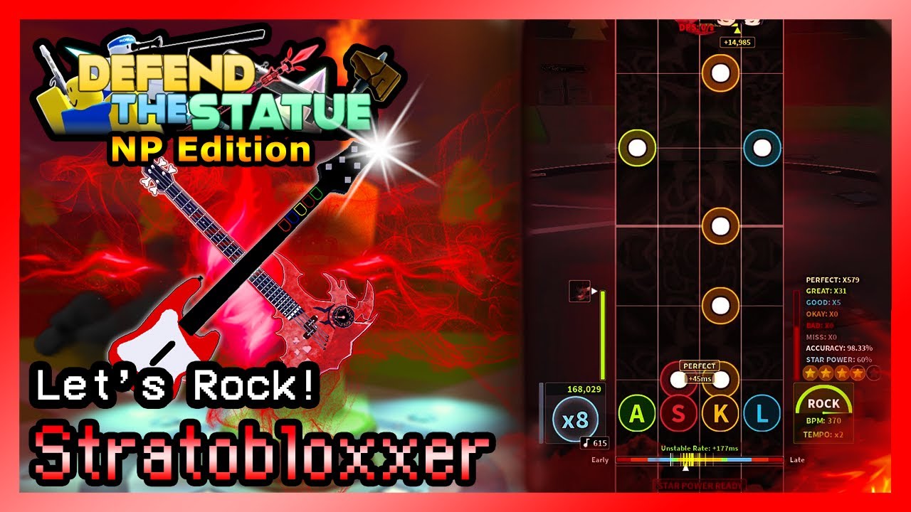 Let's Rock! Stratobloxxer Showcase! (Guitar Hero) - (ROBLOX) Defend the Statue : Nostalgic Proctors
