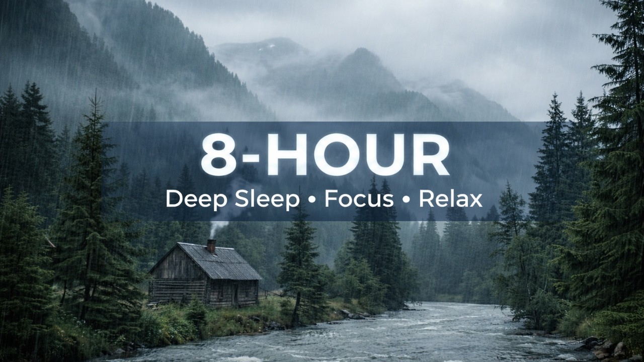 8 HOURS: Misty Mountain Rain ⛰️ Heavy Rainfall Nature White Noise 4K (No Music)