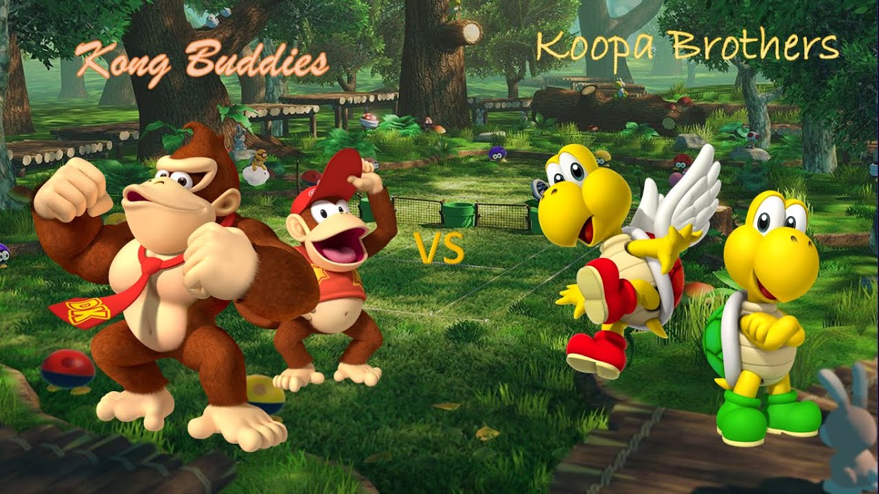 Mario Tennis Aces - Donkey Kong and Diddy Kong vs Koopa Troopa and Koopa Paratroopa