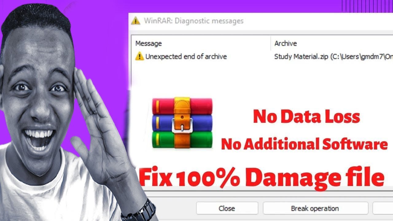 طرق مضمونة لإصلاح ملفات RAR وZIP التالفة واسترجاع المحتوى المفقود وحل خطاء Unexpected End of Archive