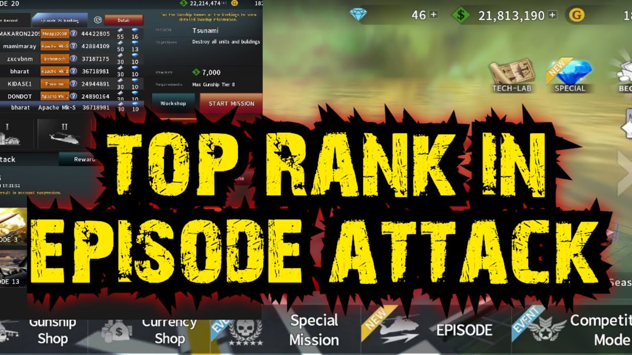 Gunship Battle - How to get top rank in episode attack 