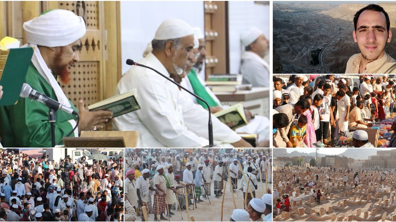 شاهد احتفالات الشعبانية بمناسبة يوم النصف من شعبان  مدينة تريم الغناء اليمن حضرموت لعبة الرزيح