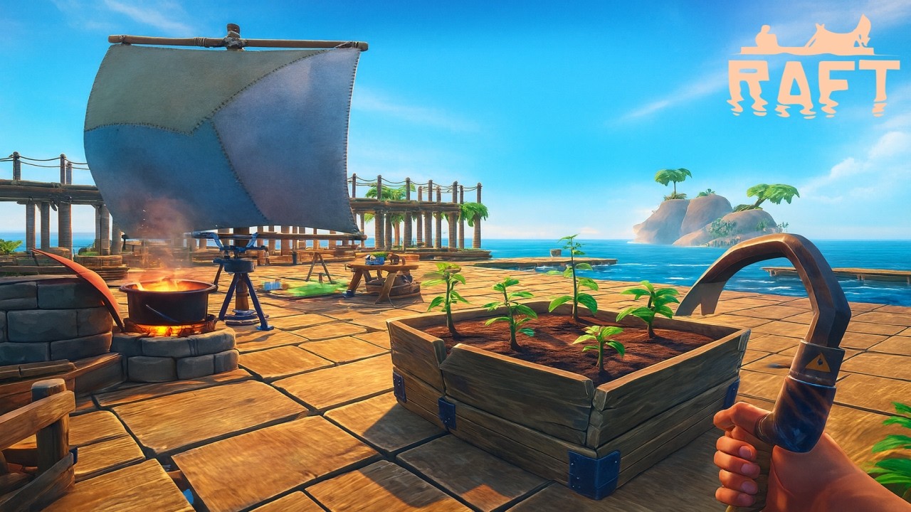 ¡Nuestro SEGUNDO DÍA en RAFT y ya construimos la GRANJA de ÁRBOLES más BESTIA del OCÉANO! 🏝️🌊