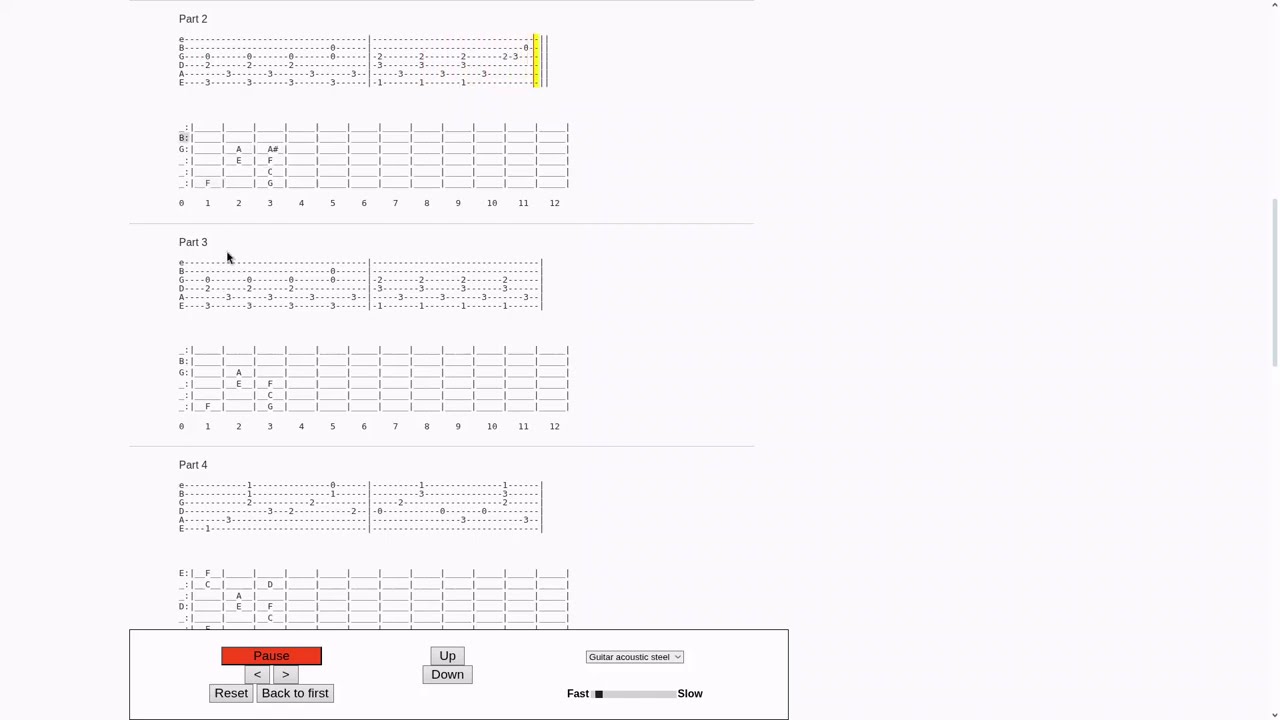 Simple ASCII guitar tab player. It works.