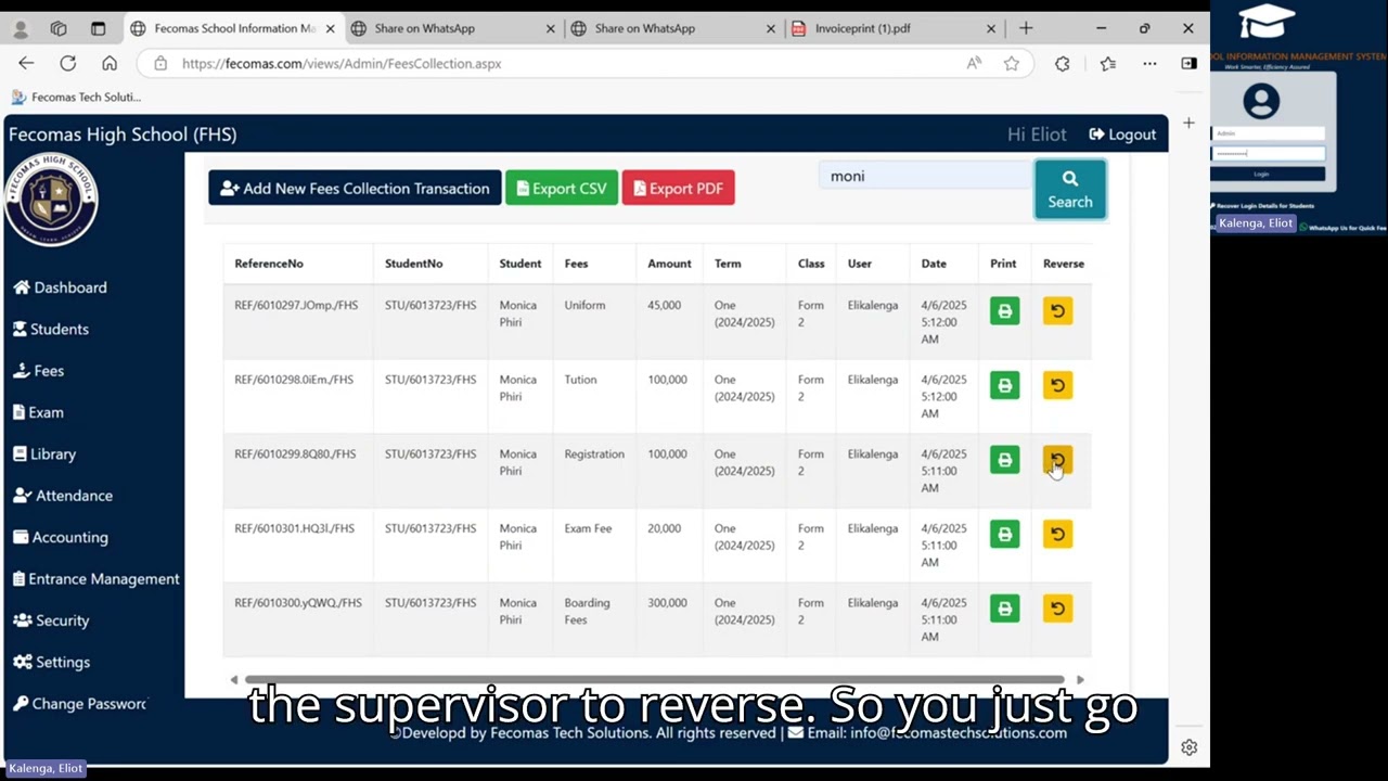 4. Fees Management  Fecomas School Management System