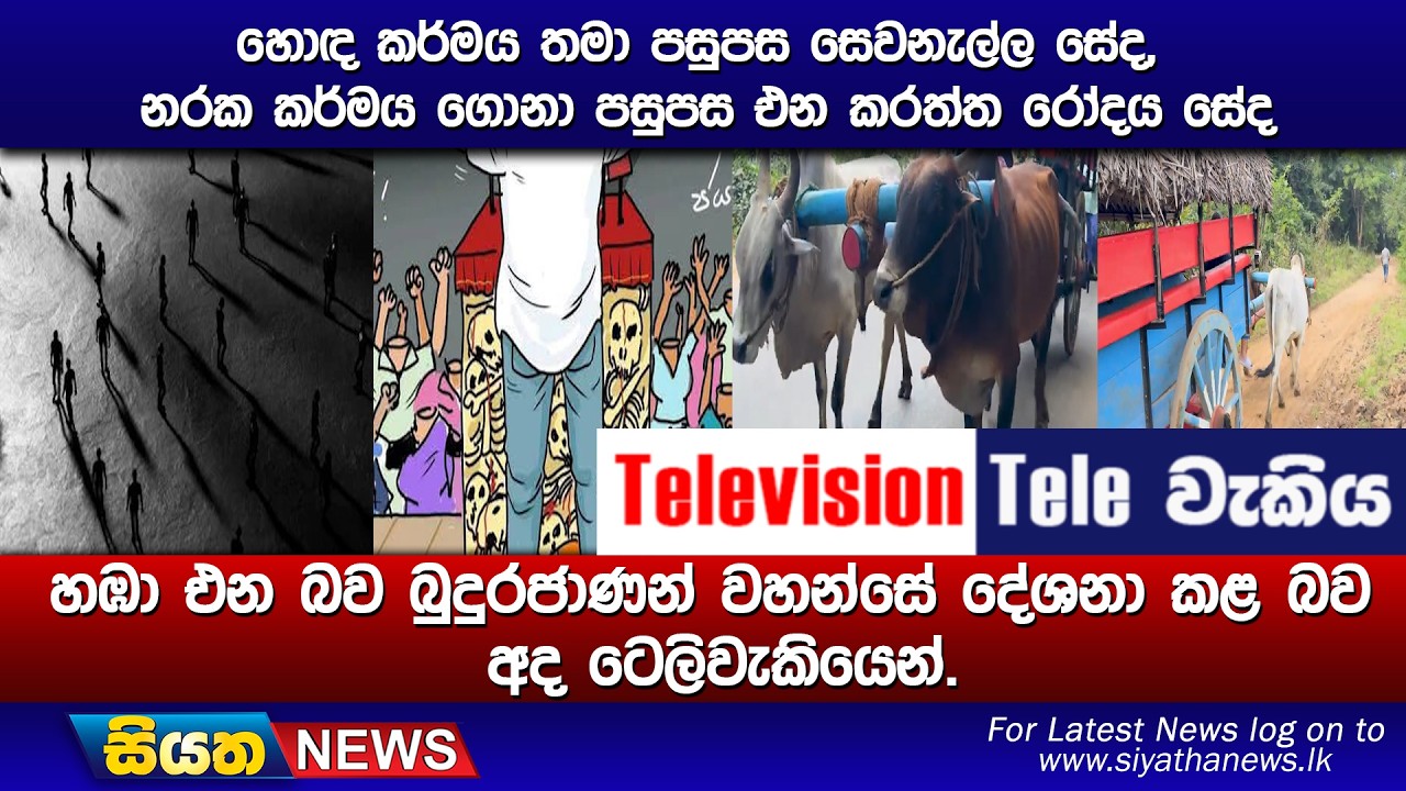 හොඳ කර්මය තමා පසුපස සෙවනැල්ල සේද, නරක කර්මය ගොනා පසුපස එන කරත්ත රෝදය සේද,
