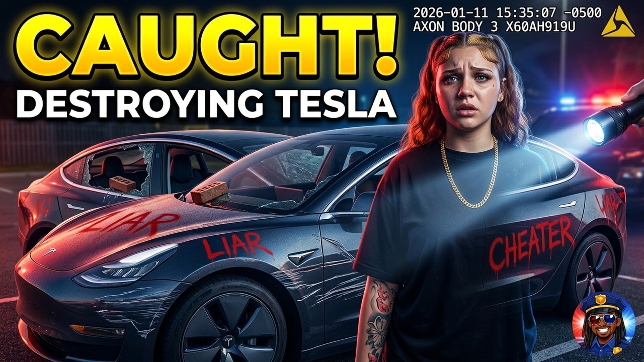 Ex-Girlfriend Caught Destroying Tesla on Bodycam