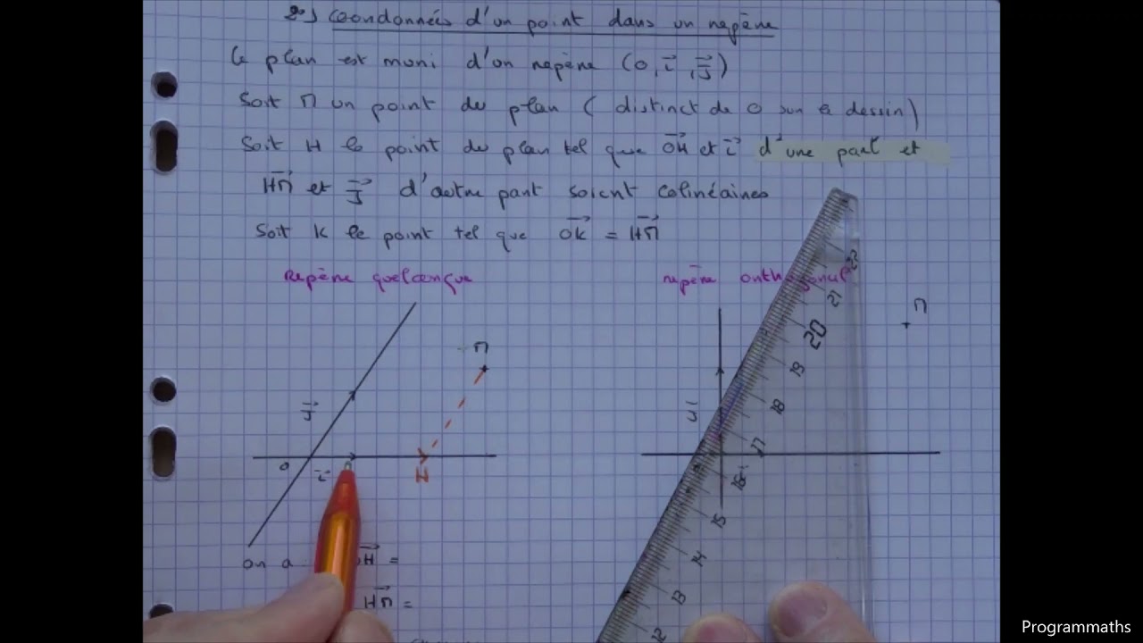 Vecteurs et coordonn&eacute;es - 1  Rep&egrave;res du plan, coordonn&eacute;es d'un point
