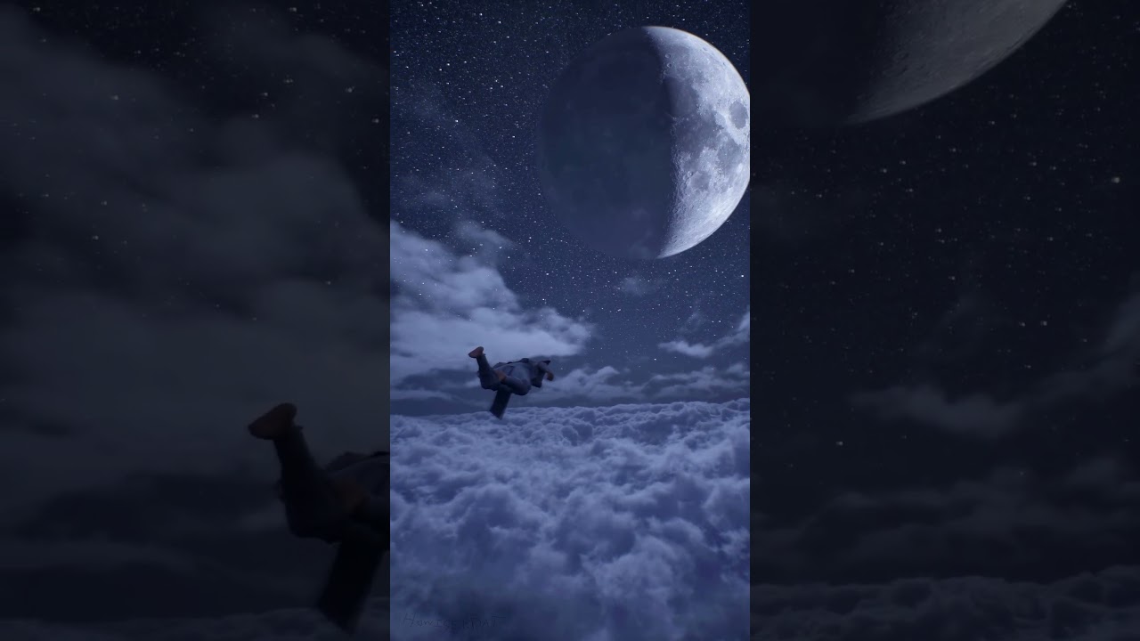 A night flight above the clouds #unrealengine5 #surrealvisuals #cloudscape #digitalart #moonvibes
