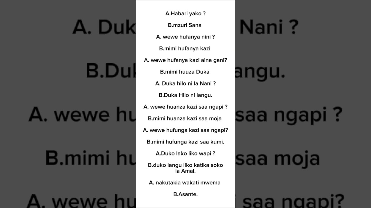 kiswahili mazungumzo