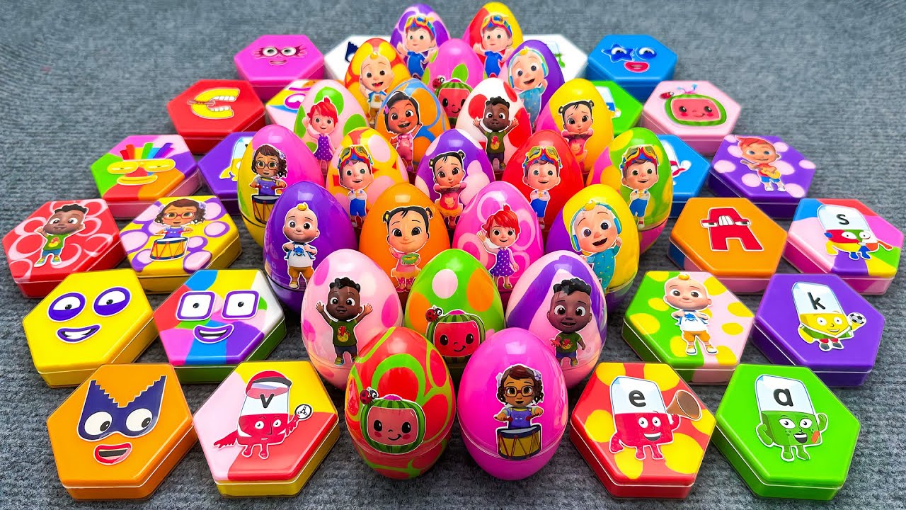Looking Cocomelon JJ & Friends 🌈 Alphablocks Surprise Eggs | Slime Toy Hunt