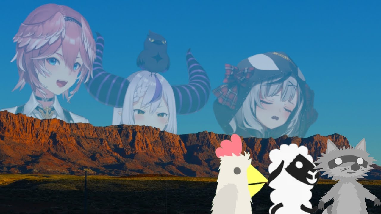 Lui, Laplus, and Chloe play a friendly game of Ultimate Chicken Horse