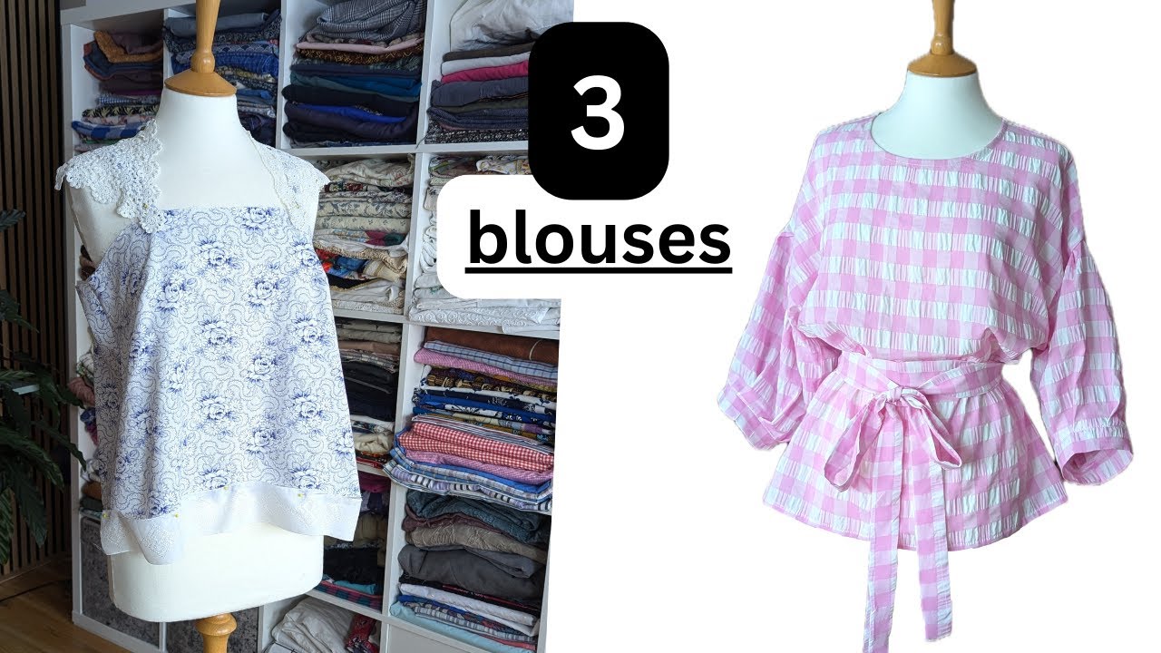 Sewing 3 Blouses. How I am upcycling thrifted fabrics into blouses (using vintage linens)
