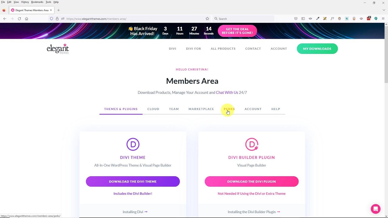 How to Download the Divi Black Friday Perks in your Elegant Themes account