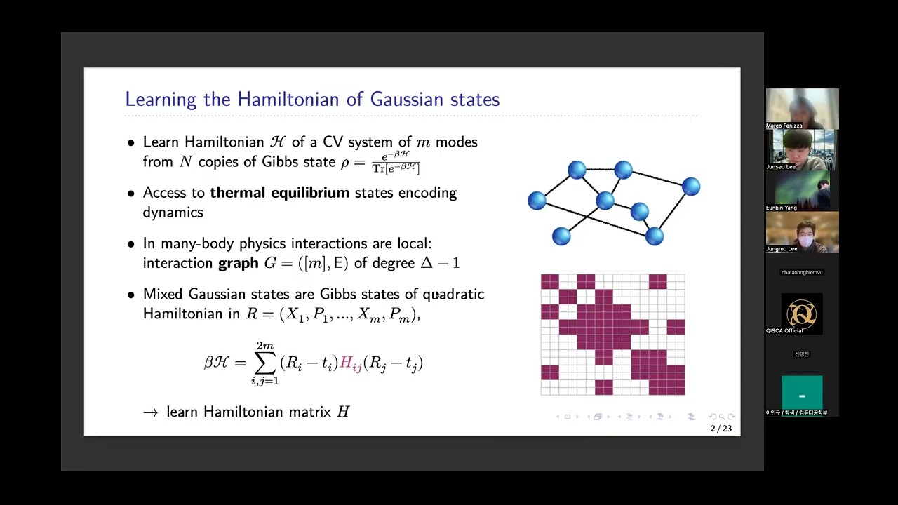 Lecture 5: Hamiltonian Learning for Bosonic Gaussian States (Marco Fanizza)