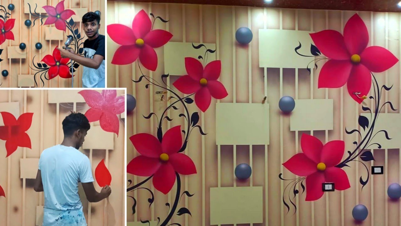 3d wallpaper types wall painting in bedroom || amazing wallpaper design || freestyle artist sourav