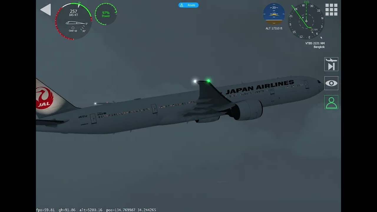 [Aerofly FS Global] Japan Airlines Boeing 777-300ER (Osaka Kansai - Bangkok Suvarnabhumi Airport)