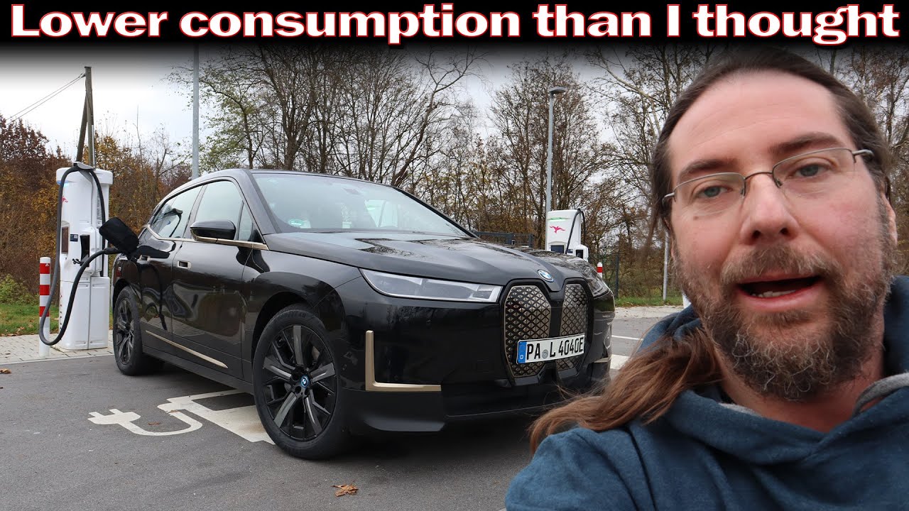 BMW iX 40 - 71 kWh - 130 km/h range test Autobahn at 5°C