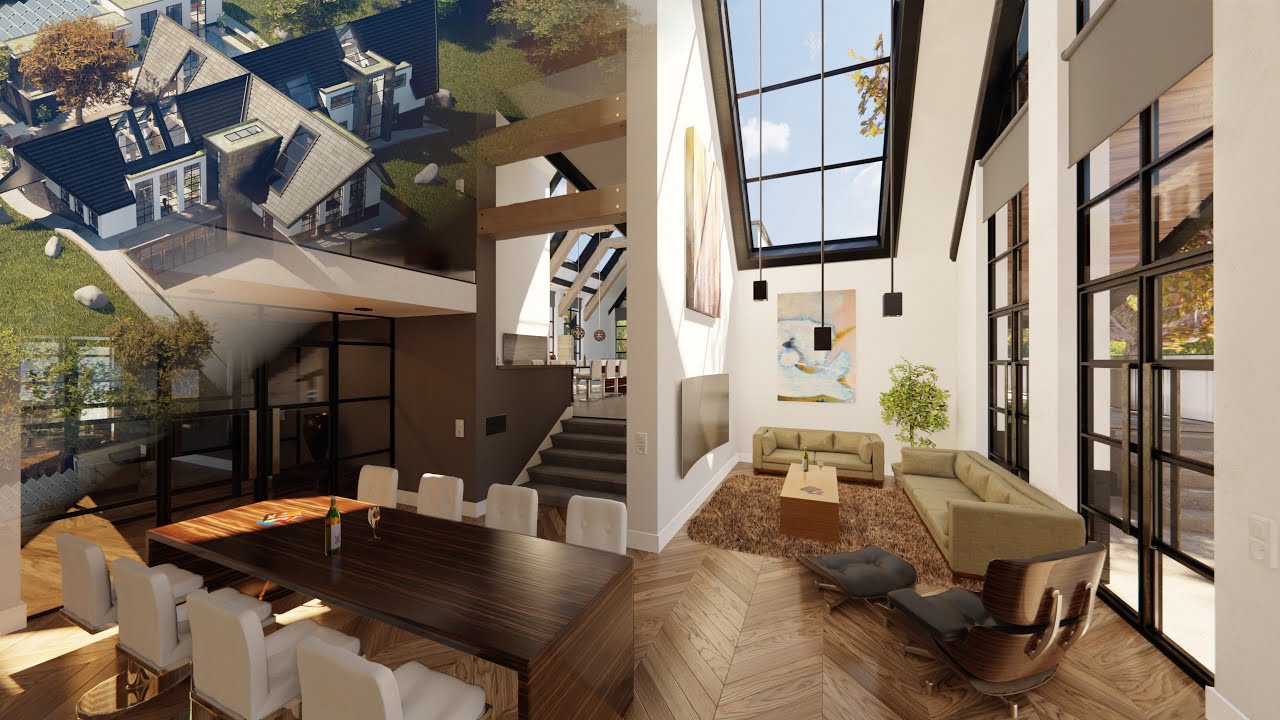 [BLENDER EEVEE] Modern Villa Animated Walktrough and Modeling Timelapse [4K 60fps]