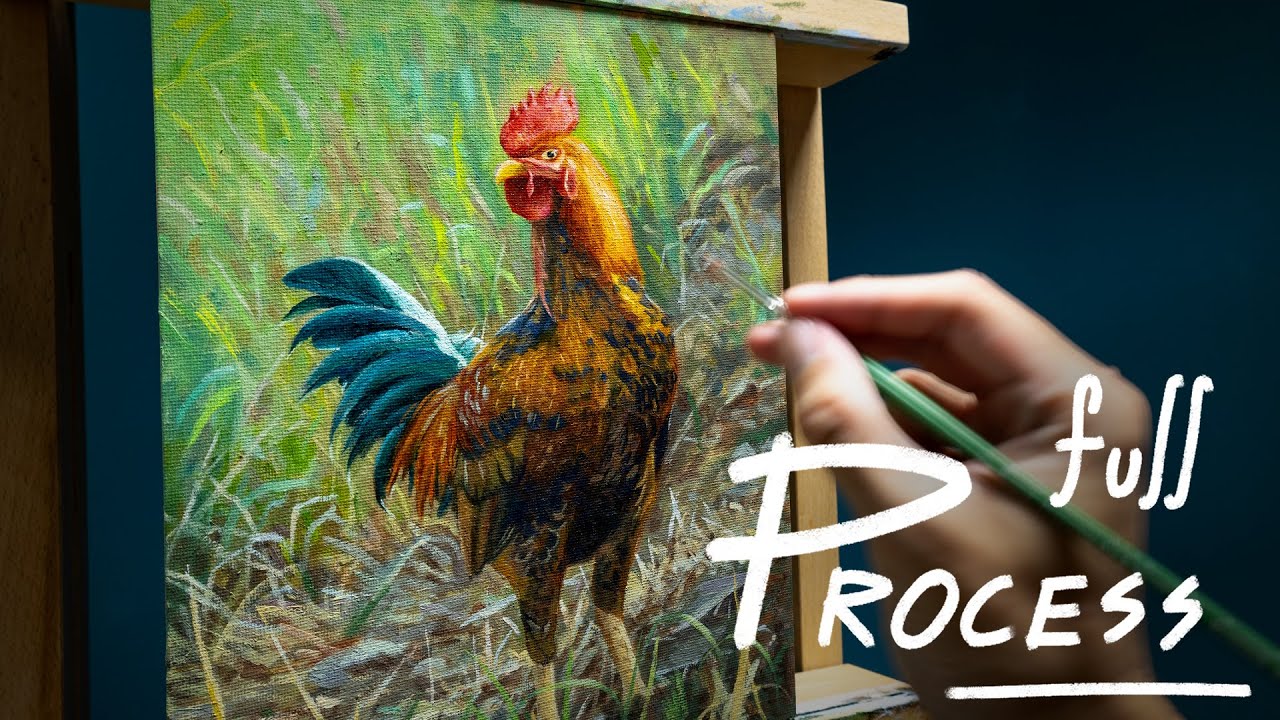 Chicken - Oil Painting Process - Start to Finish