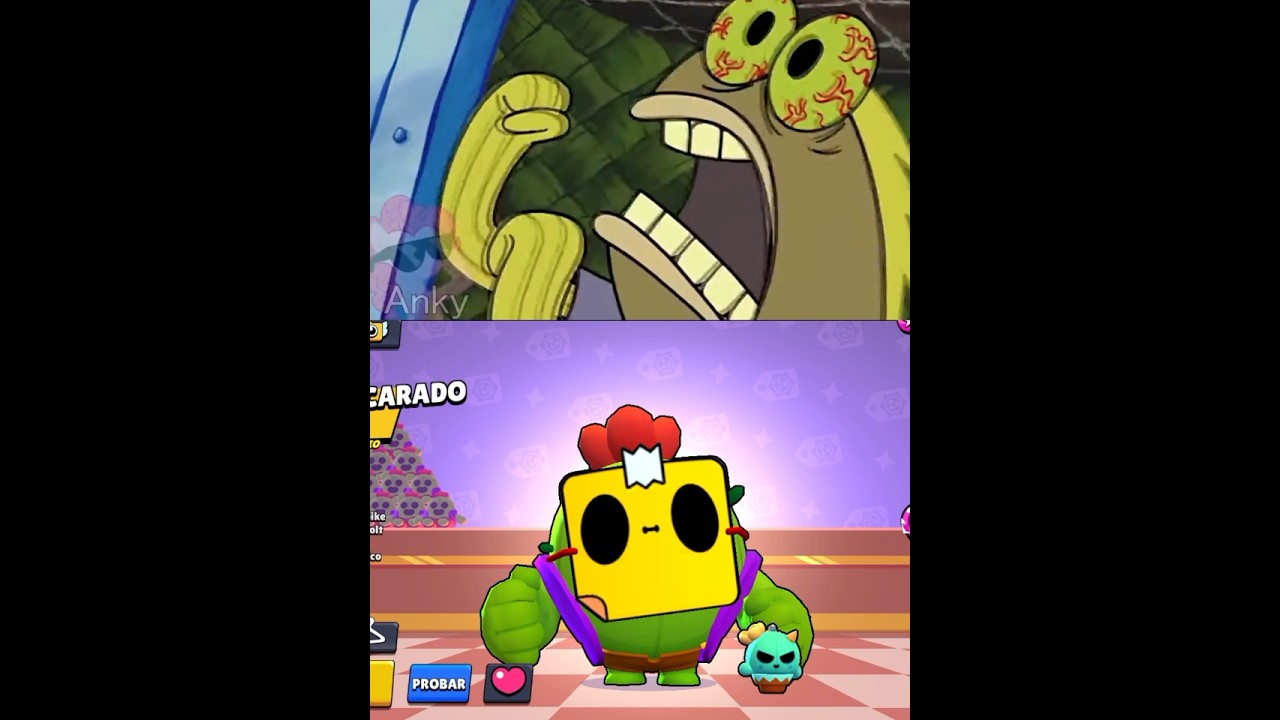 viendo mis skins favoritas de Brawl star con el modificador de cabezones 