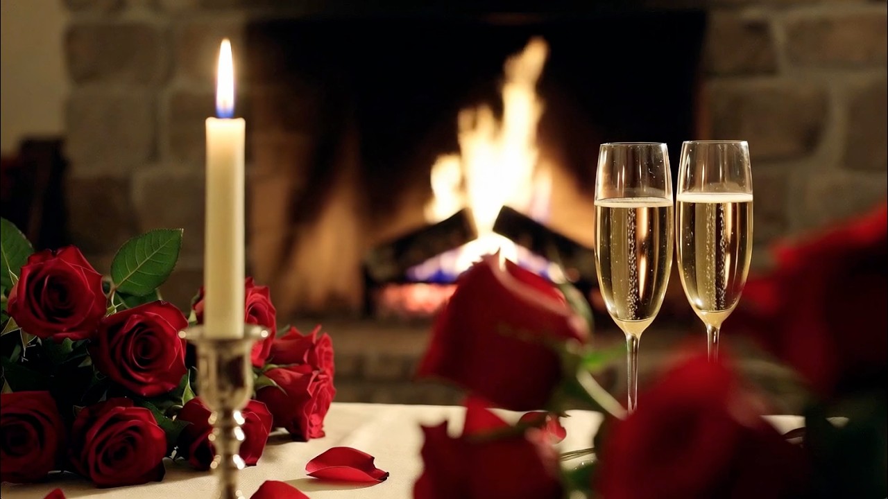 Valentine’s Day Ambience | Candlelit Fireplace Romance