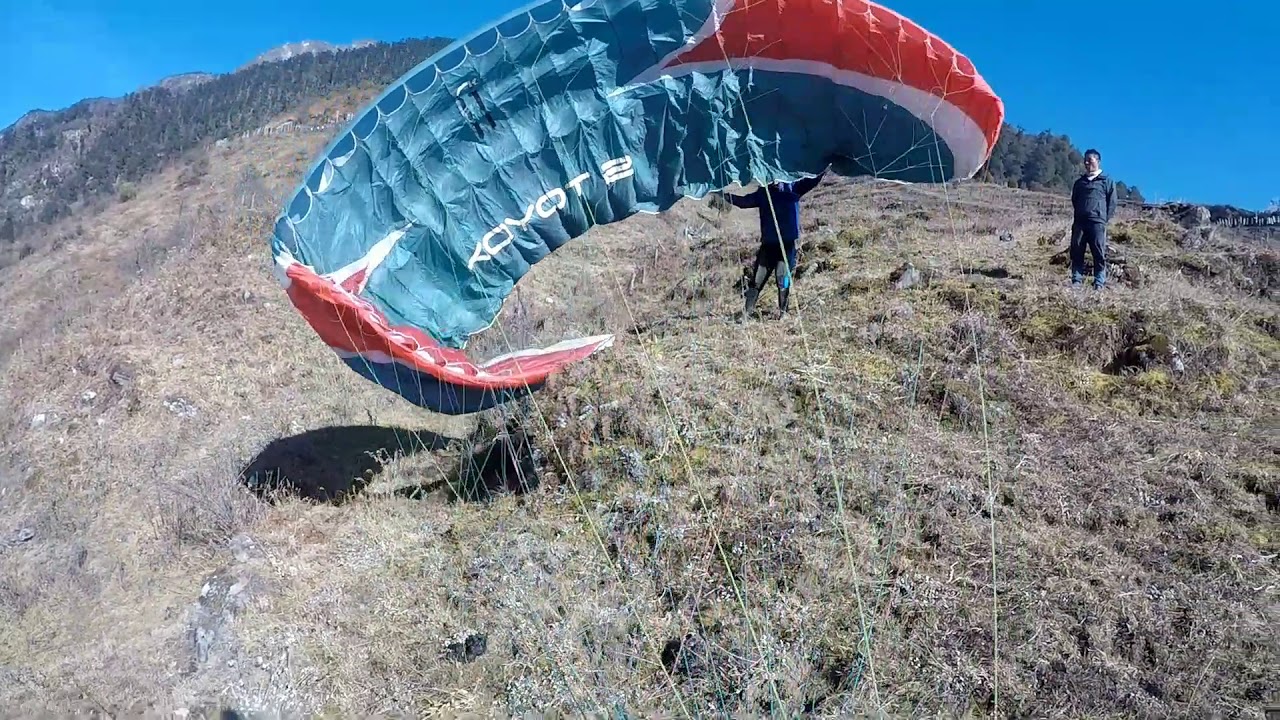 Paragliding in Lachung, Sikkim.