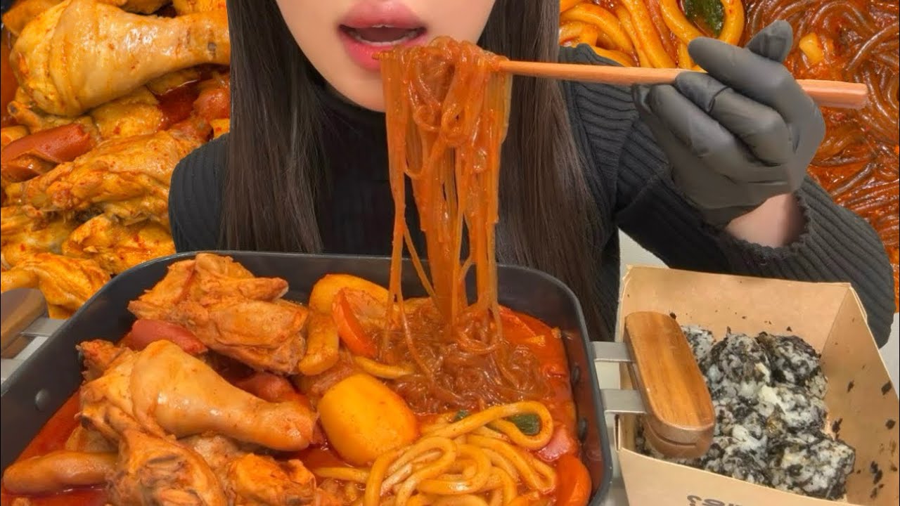 SUB) 우동사리 추가한 엽기닭볶음탕!!🔥 BRAISED SPICY CHICKEN MUKBANG ASMR