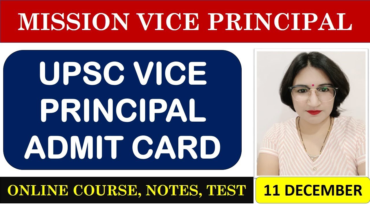 UPSC Vice Principal -  Admit Card Released - 11 December 2022 #StudyPortal #UPSCVicePrincipal