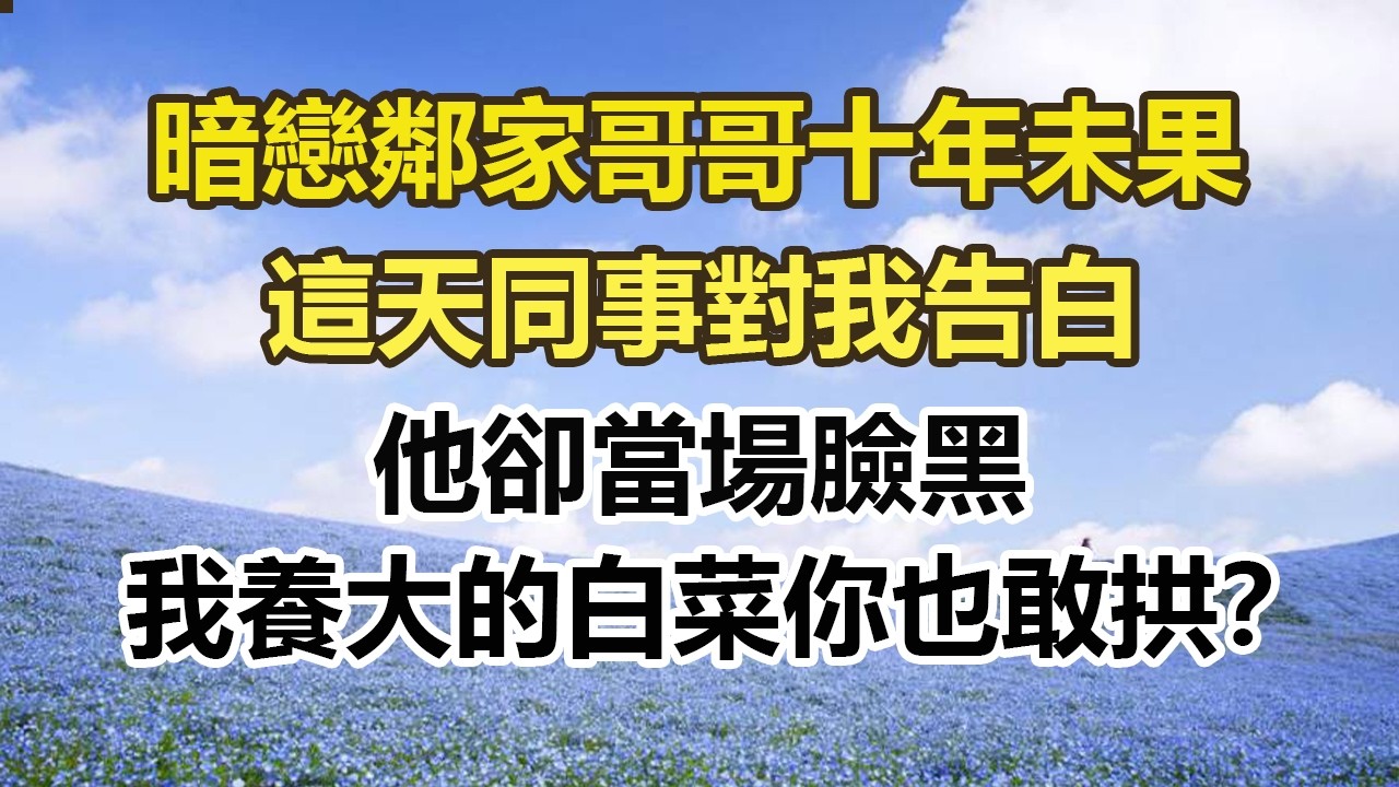 暗戀鄰家哥哥十年未果，這天同事對我告白，他卻當場臉黑，我養大的白菜你也敢拱？#幸福敲門 #為人處世 #生活經驗 #情感故事