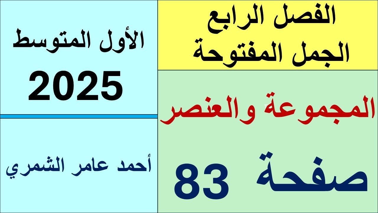 الأول المتوسط صفحة 83 / المجموعة والعنصر / الفصل الرابع