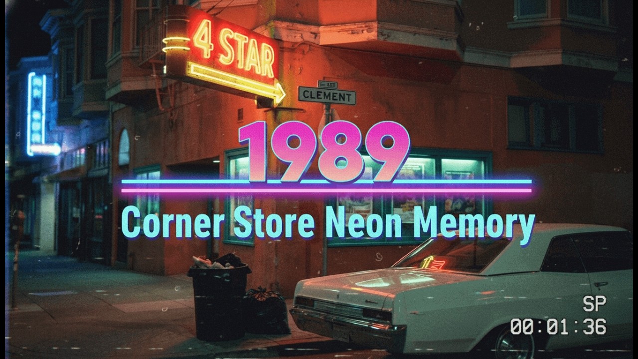 Back to 1989 – Corner Store Neon Memory | Night Cruise • Rainy Glow • Soft Film