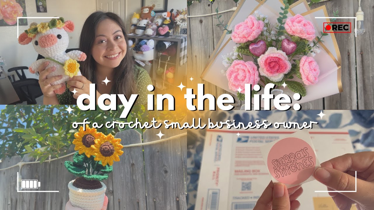 a day in the life of a crochet small business owner | crochet & pack orders with me