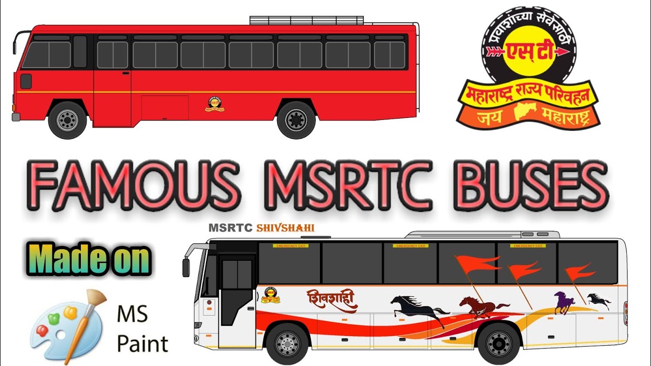 Famous MSRTC Buses Made by Me using Ms Paint | Famous MSRTC Buses | Bus Drawing.