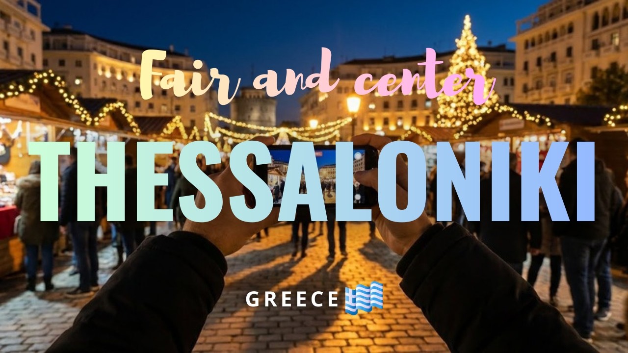 Christmas Evening Walk in Thessaloniki 🇬🇷 | Festive Market & City Center | No Talking