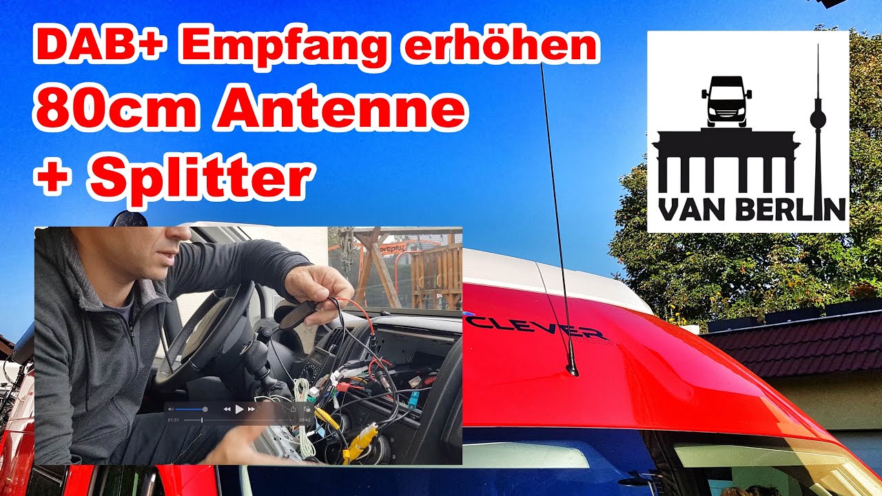 DAB Radio Empfang im Van verbessern | 80cm Toyota Antenne + Splitter anstelle DAB+ Spiegel Antenne