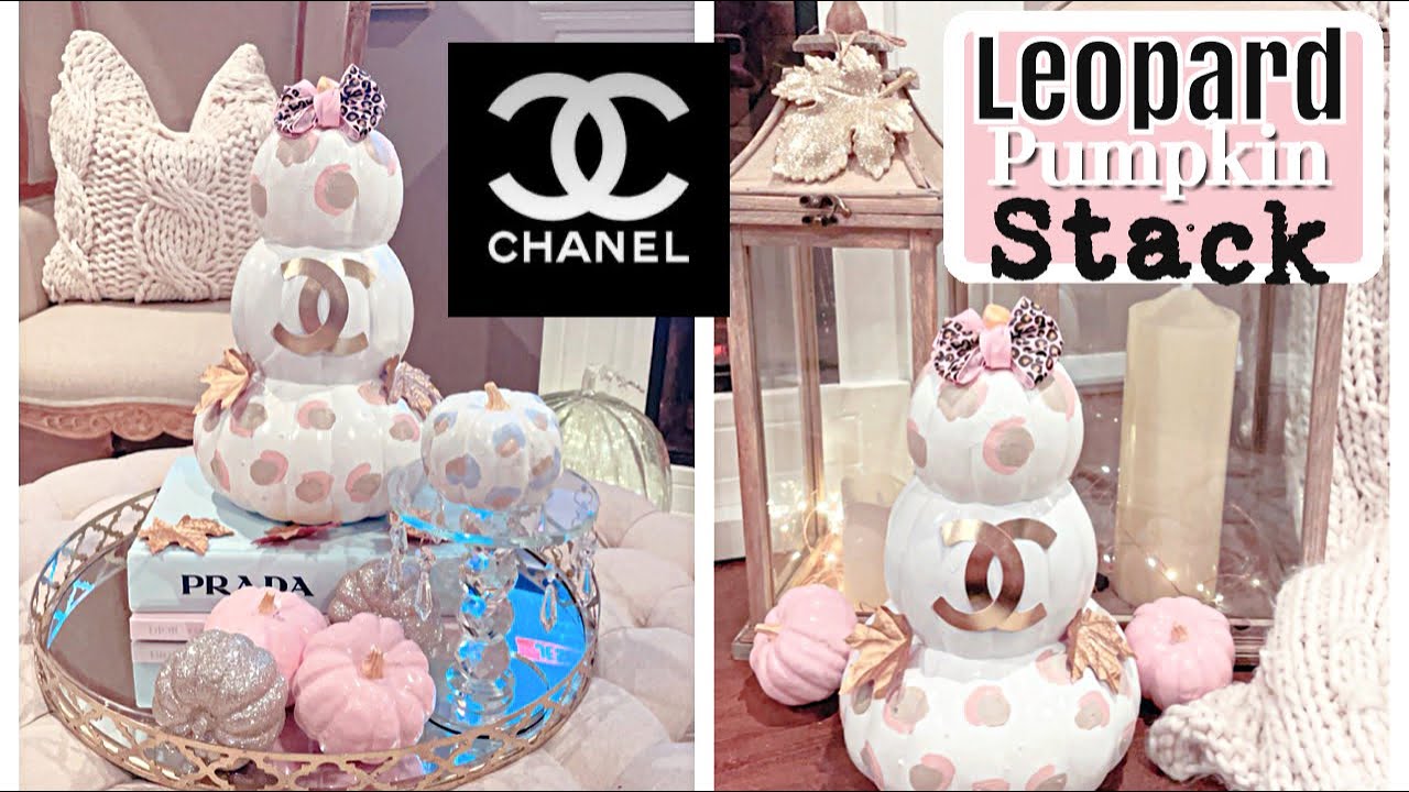 BLUSH PINK DIY LEOPARD PRINT PUMPKIN STACK | CHANEL INSPIRED | PUMPKIN DECORATING | CHELLESGLAMHOME