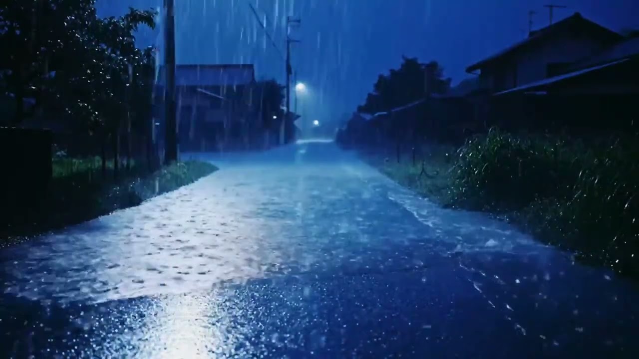 Peaceful Heavy Night Rain ASMR on Tin Roof, Dense Neighborhood Sounds to Sleep Better 293