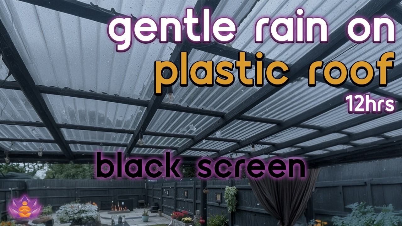 [Black Screen] Sheltered Under Awning | Gentle Rain on Plastic Roof – No Thunder | Sleep Rain Sounds