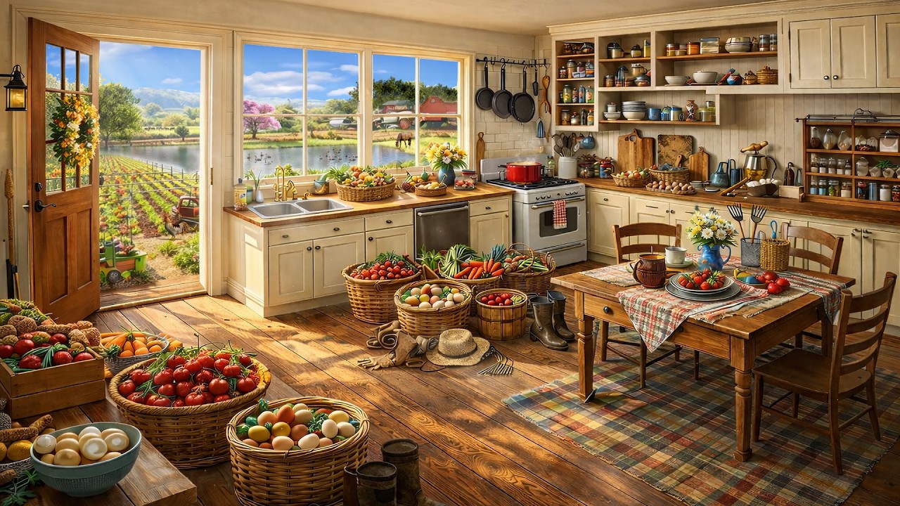 Grandma’s Farm Kitchen in Spring Harvest 🌸 Peaceful Countryside Cooking & Nature Sounds