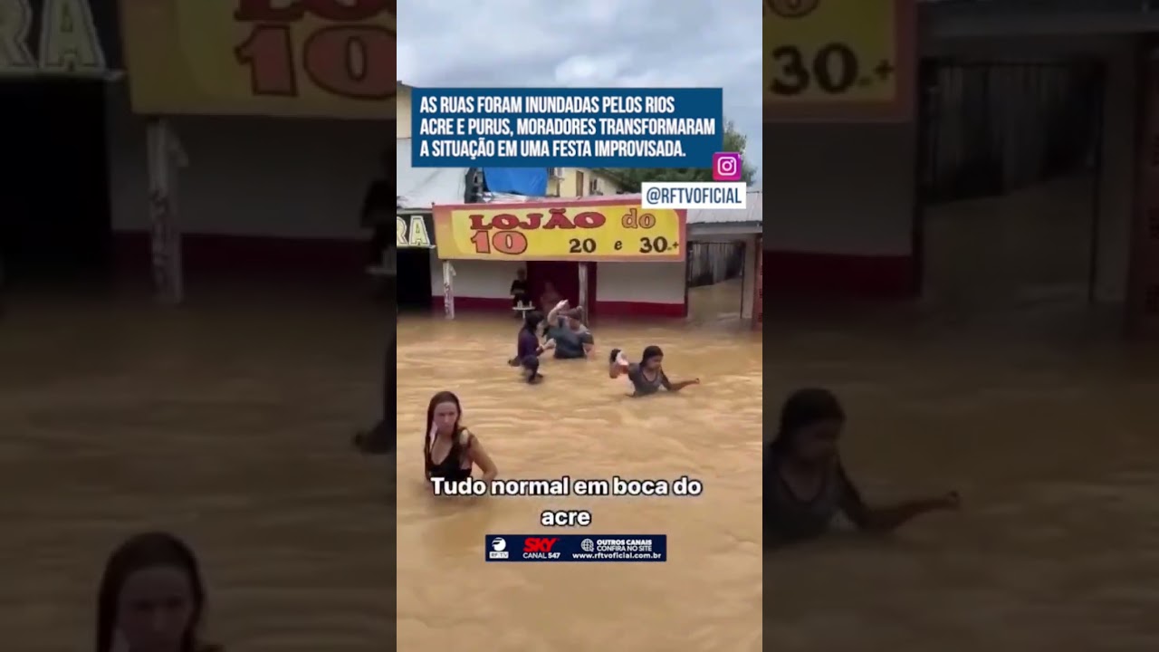 As ruas da cidade foram invadidas pelas &aacute;guas dos rios Acre e Purus,