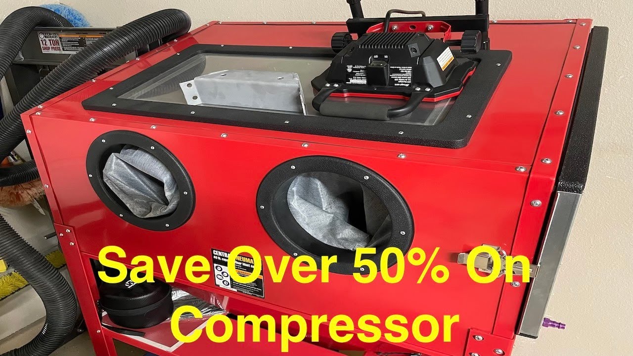 Установка дробеструйной камеры и компрессора Harbor Freight