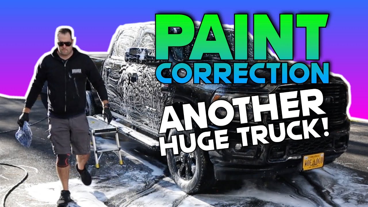 Horrible Swirled Paint On A Huge Black Truck! Full Paint Correction With Phoenix EOD Products!